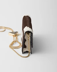 Printed leather card holder with shoulder strap