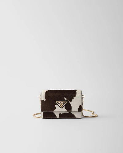Printed leather card holder with shoulder strap