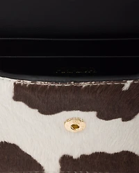 Printed leather card holder with shoulder strap
