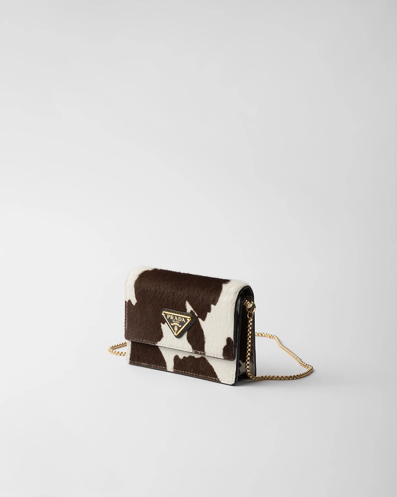 Printed leather card holder with shoulder strap