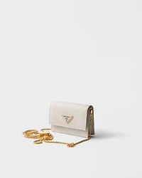 Saffiano leather card holder with shoulder strap