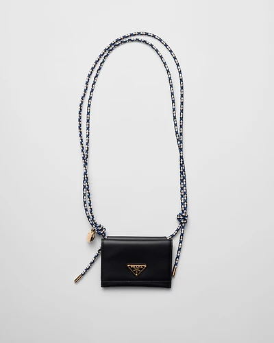 Card holder with leather shoulder strap