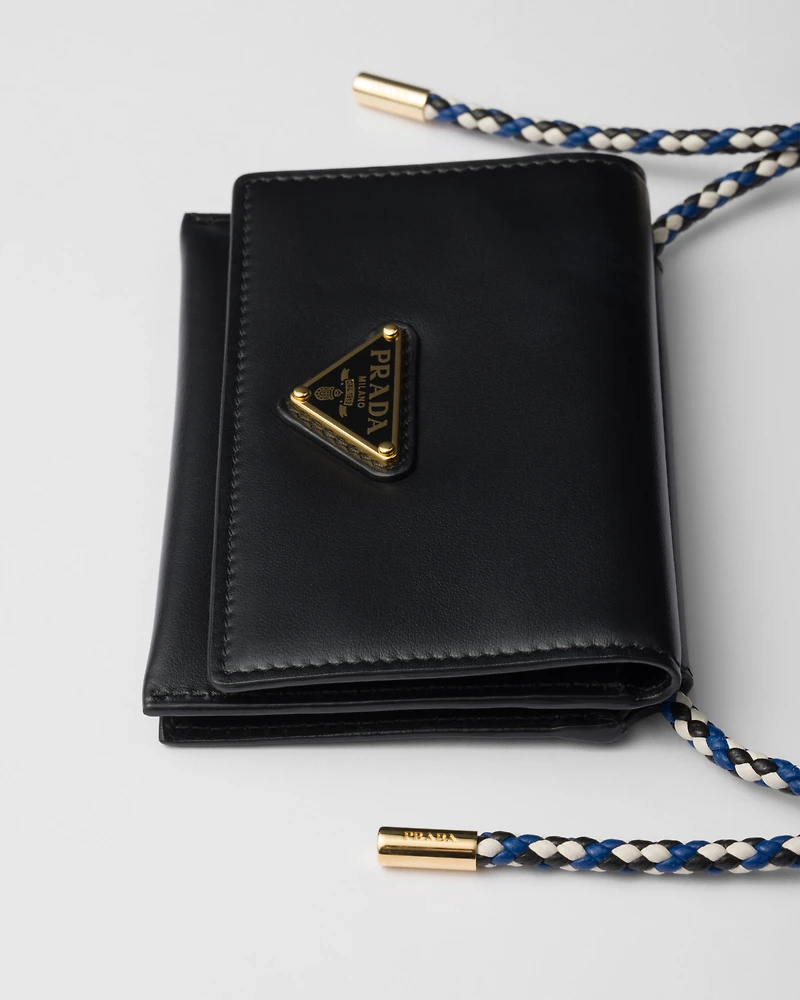 Card holder with leather shoulder strap