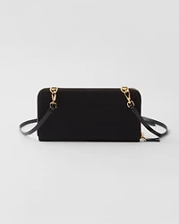 Re-Nylon and brushed leather wallet with shoulder strap