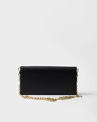 Leather wallet with chain shoulder strap
