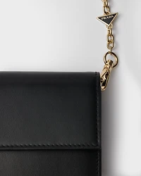 Leather wallet with chain shoulder strap
