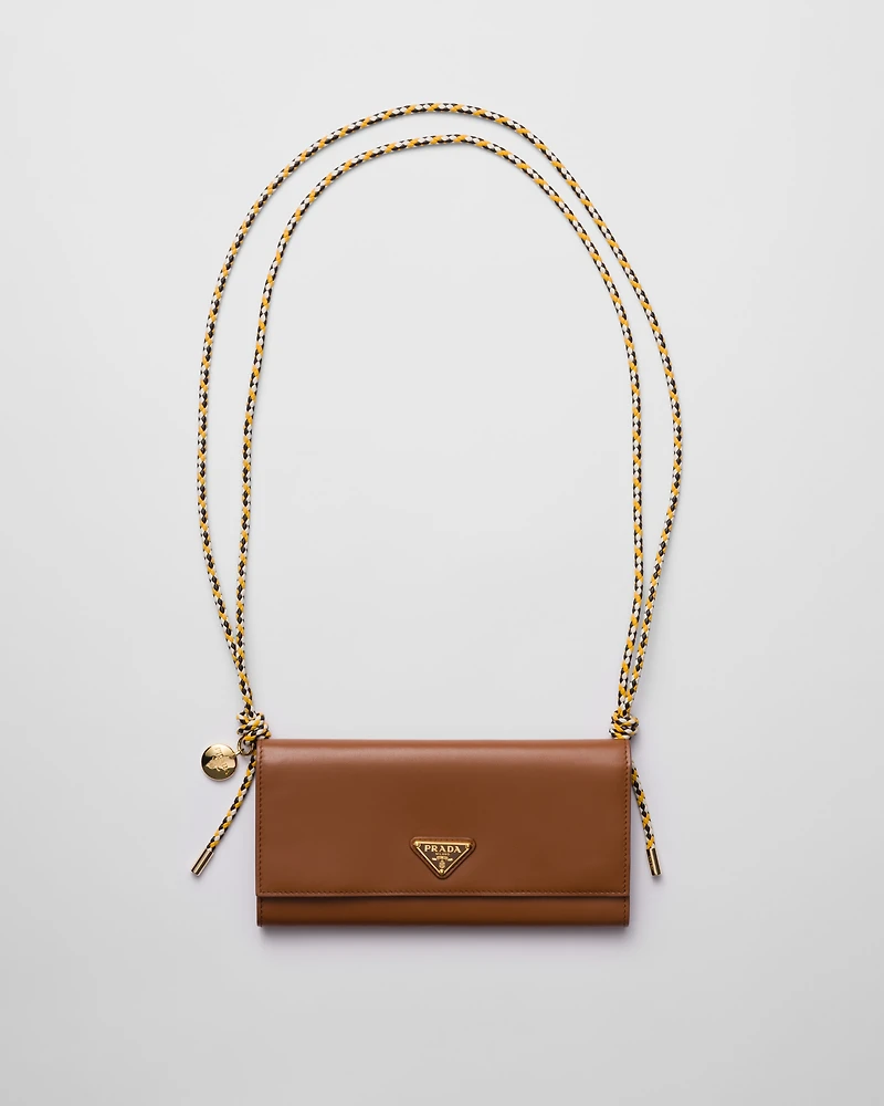 Wallet with leather shoulder strap