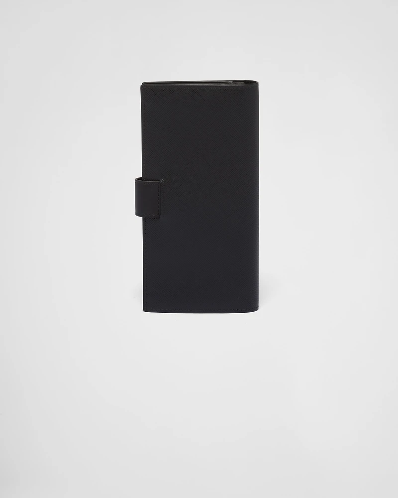 Large Saffiano and smooth leather wallet