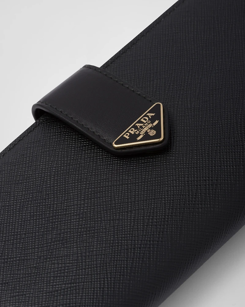 Large Saffiano and smooth leather wallet