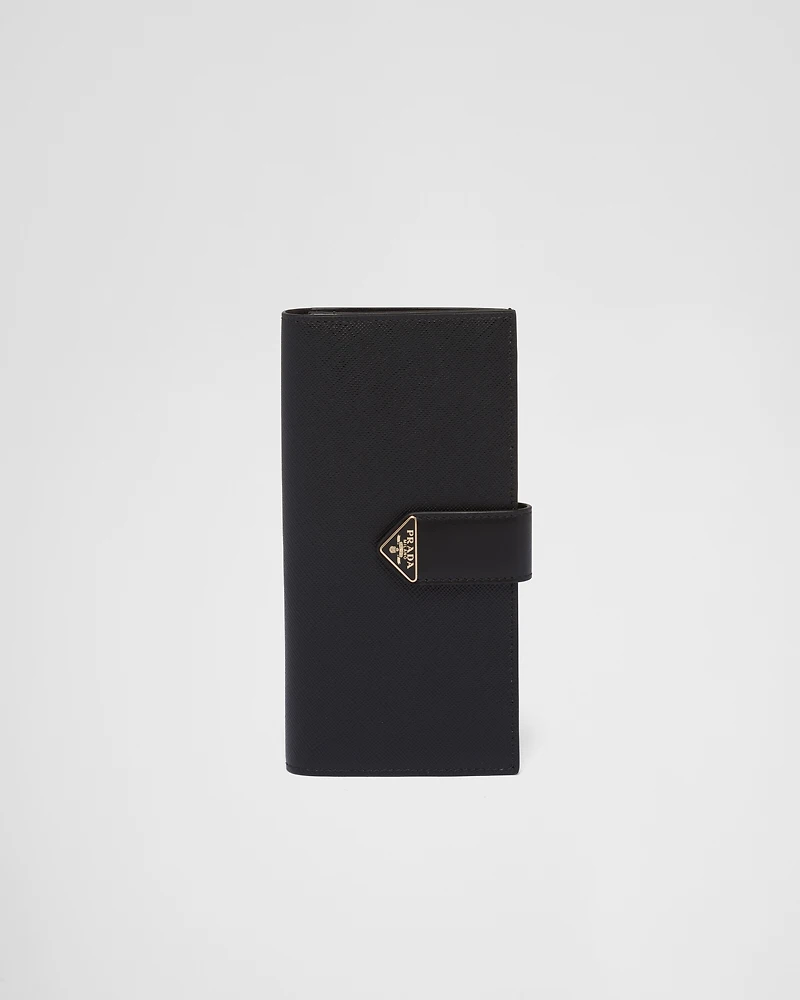 Large Saffiano and smooth leather wallet