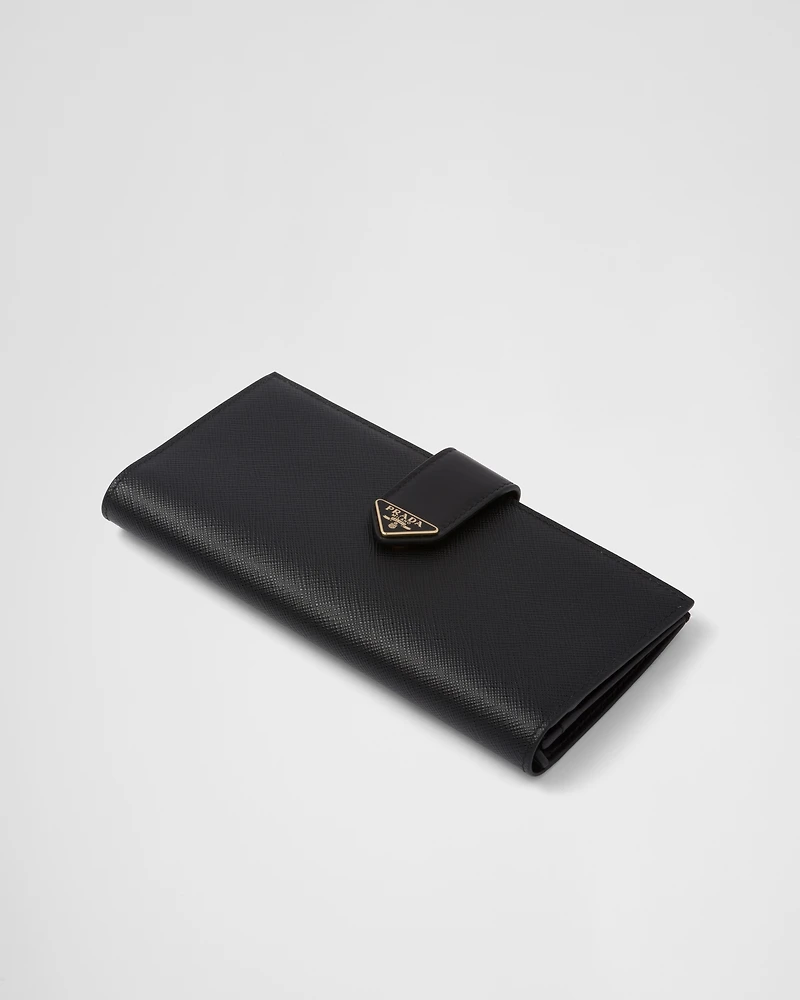 Large Saffiano and smooth leather wallet
