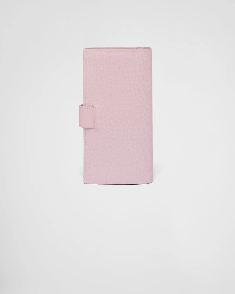Large Saffiano and smooth leather wallet