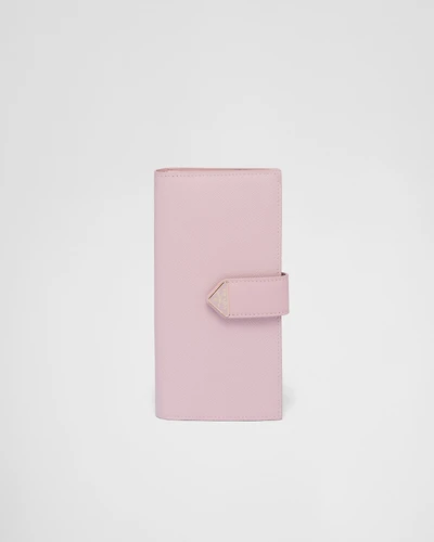 Large Saffiano and smooth leather wallet
