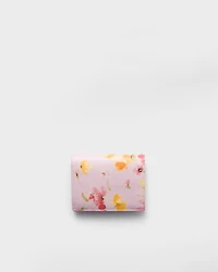 Small floral-print Saffiano leather wallet