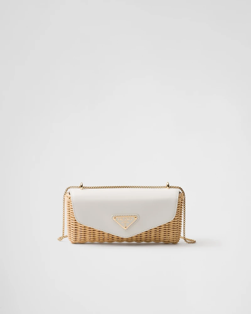 Wicker and leather mini bag