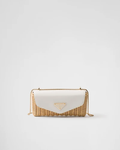 Wicker and leather mini bag