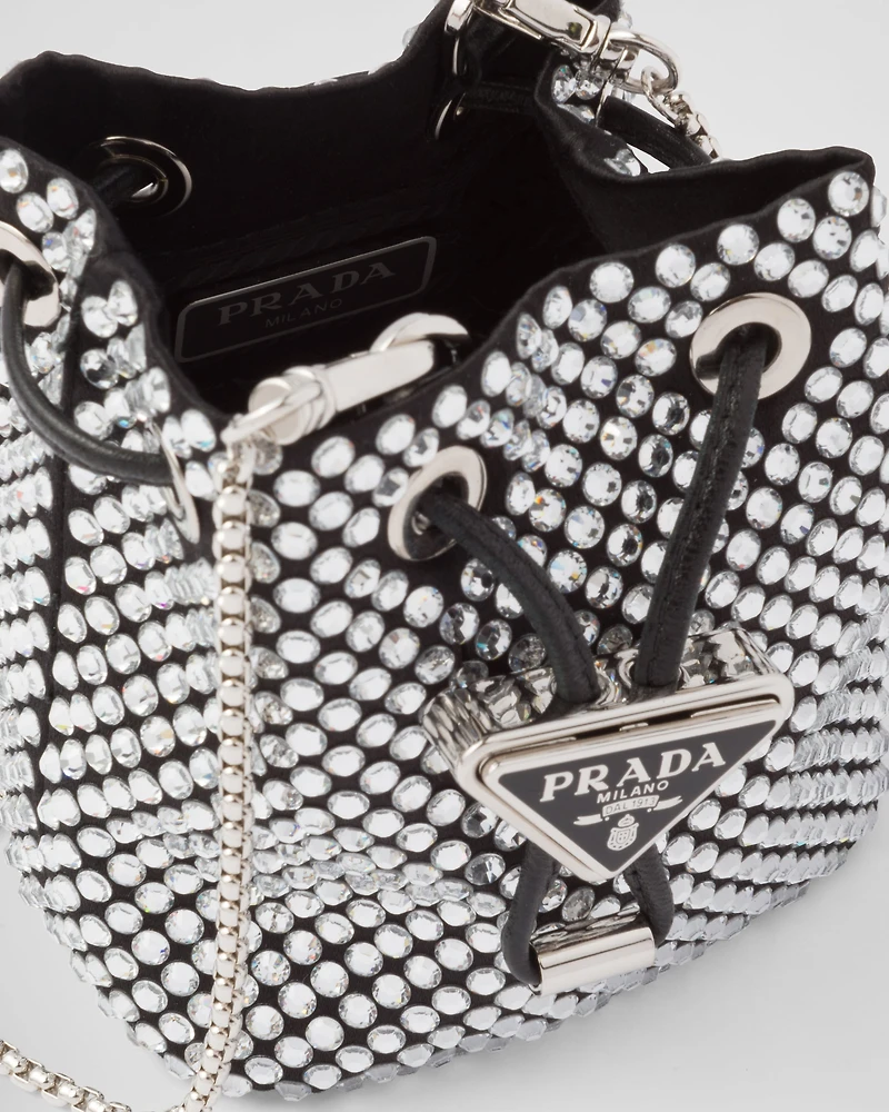 Embellished satin mini-pouch