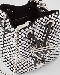 Embellished satin mini-pouch