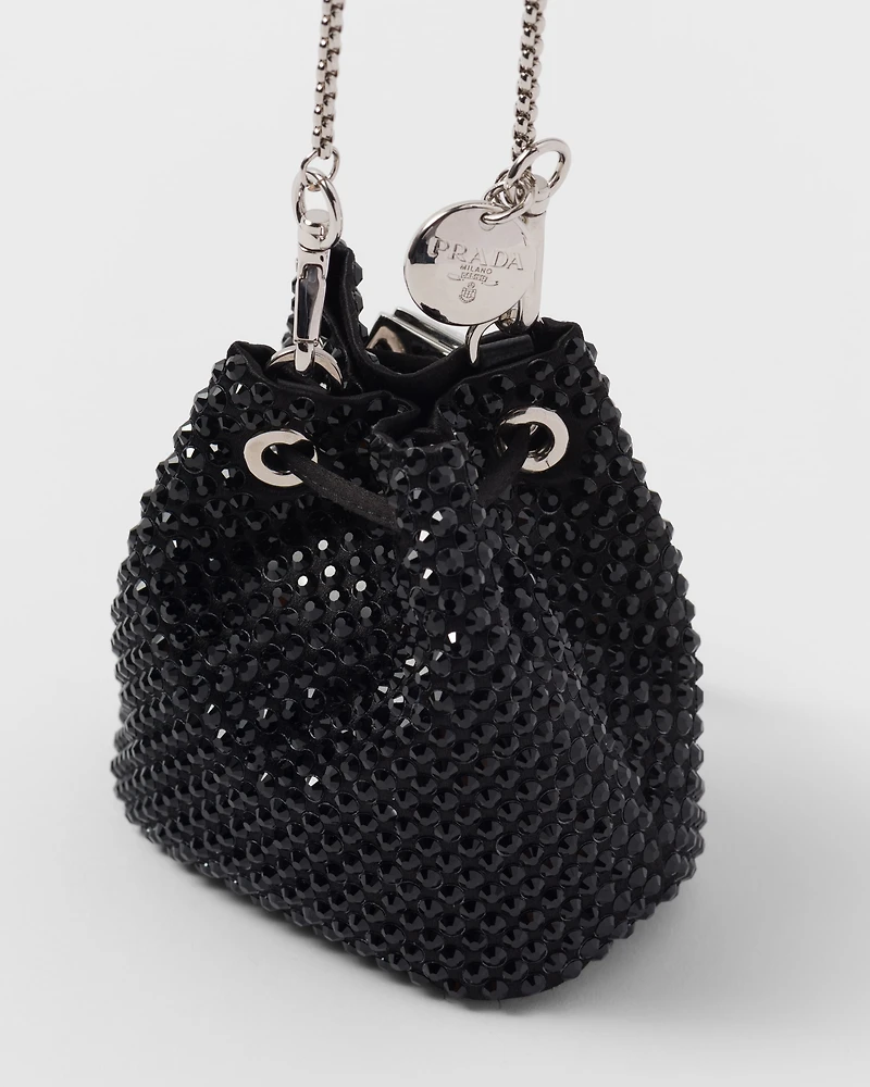 Satin mini-pouch with crystals