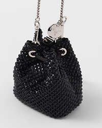 Satin mini-pouch with crystals