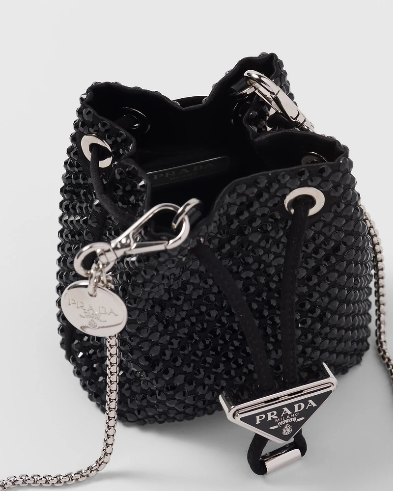 Satin mini-pouch with crystals