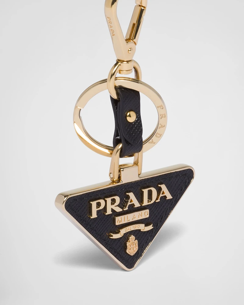 Saffiano Leather and Metal Keychain