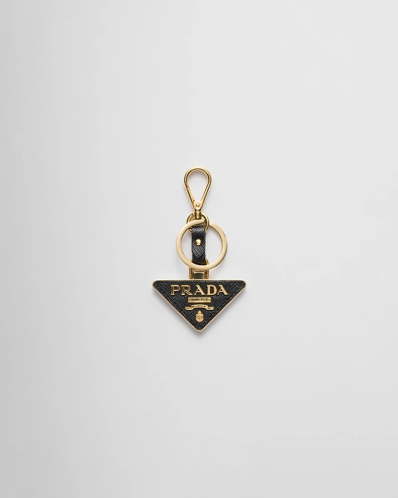 Saffiano Leather and Metal Keychain
