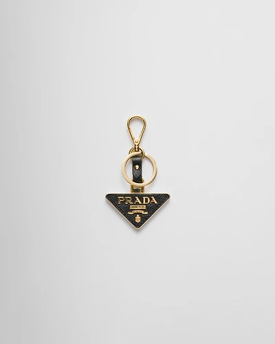 Saffiano Leather and Metal Keychain