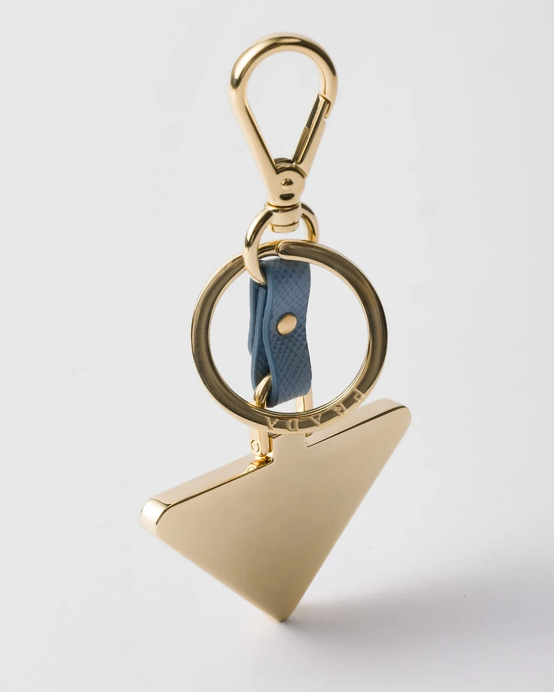 Saffiano Leather and Metal Keychain
