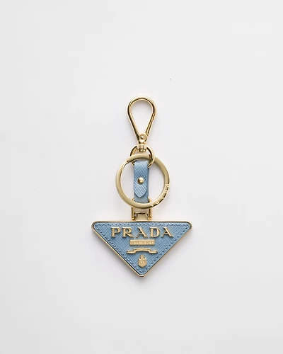 Saffiano Leather and Metal Keychain
