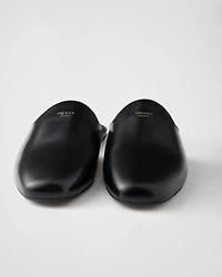 Brushed leather mules