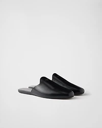 Brushed leather mules