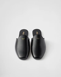 Brushed leather mules