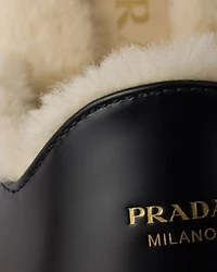 Brushed leather and shearling mules