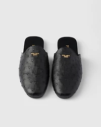 Ostrich leather mules