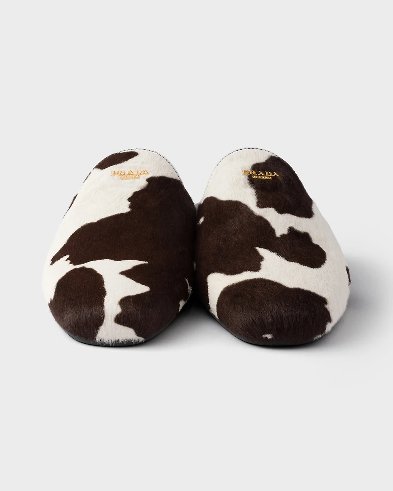 Printed leather mules