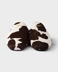 Printed leather mules