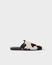 Printed leather mules