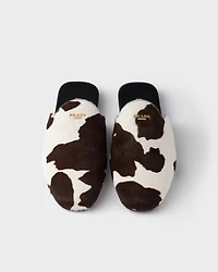 Printed leather mules