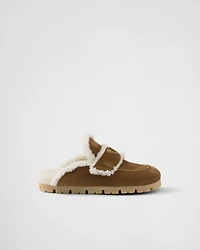Suede and shearling slippers