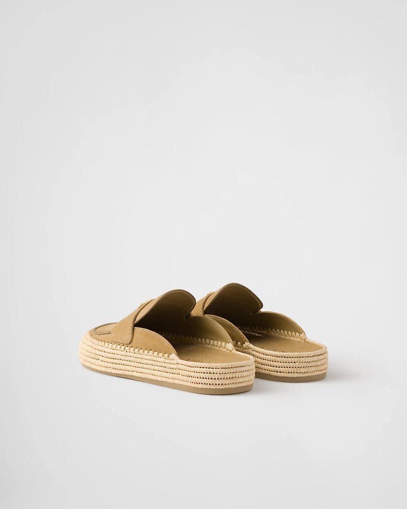 Suede flatform mules