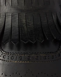 Shuffle fringed leather mules