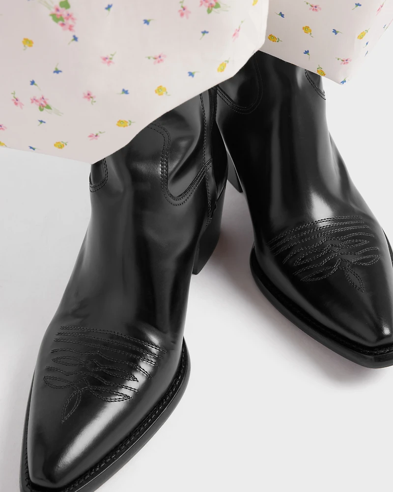 Brushed leather booties