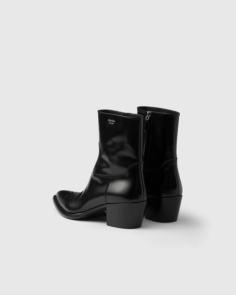 Brushed leather booties