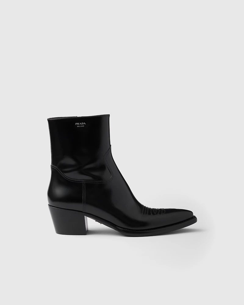 Brushed leather booties