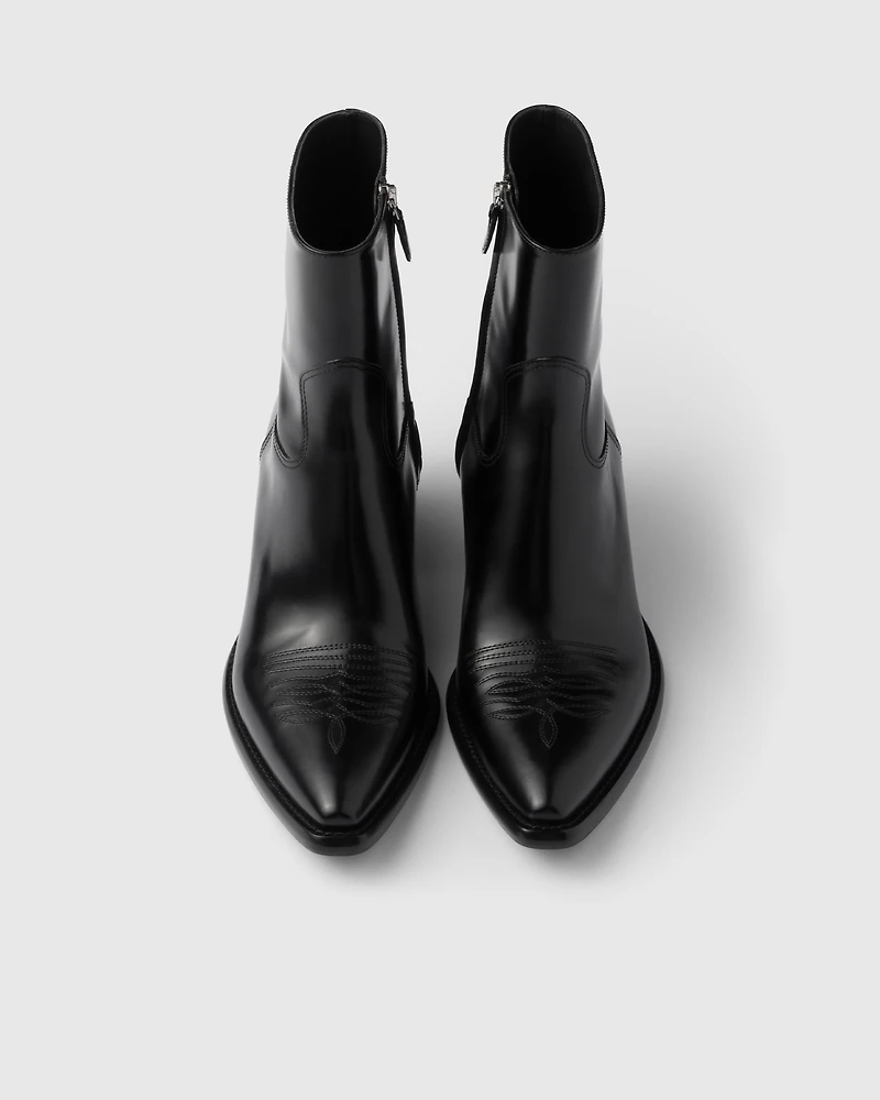 Brushed leather booties