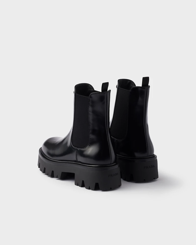 Brushed leather booties