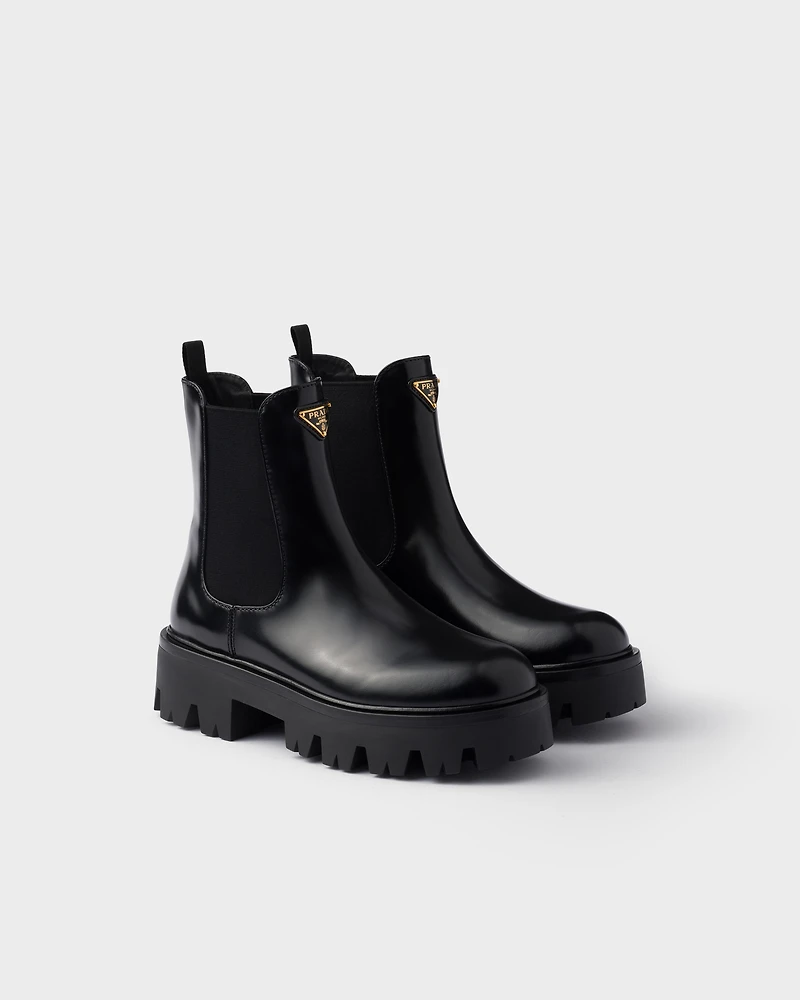 Brushed leather booties
