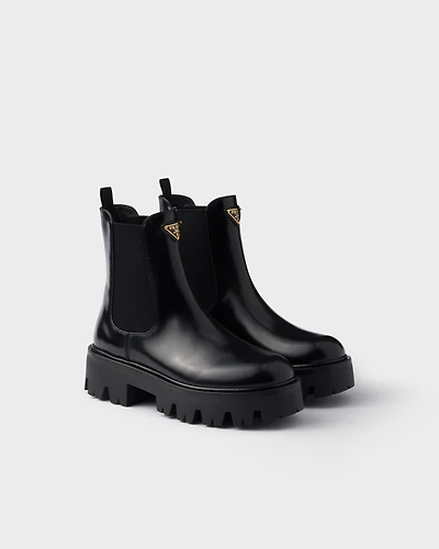 Brushed leather booties