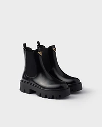 Brushed leather booties